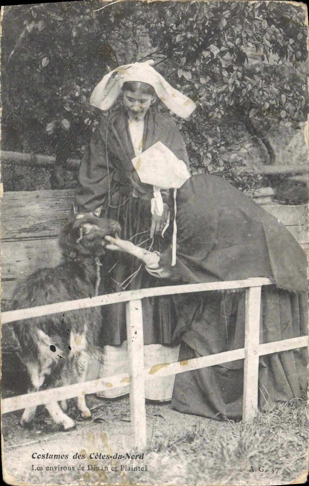 VINTAGE POSTCARD Goat Costumes of the Dimensions of North surroundings of Dinan and Plaintel