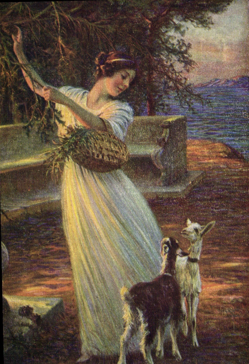 VINTAGE POSTCARD Kowalsky Goat kids