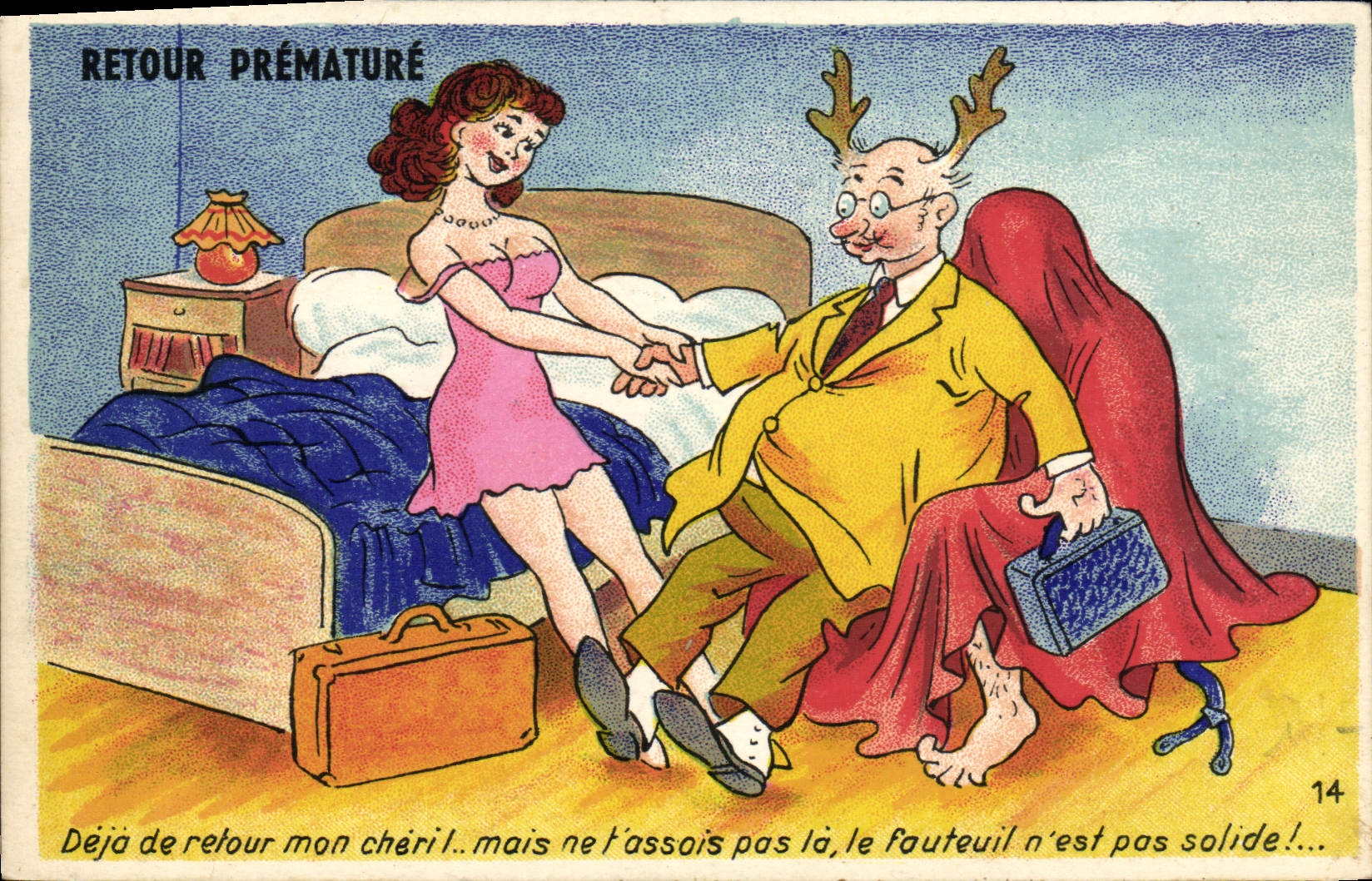 CPA Fantaisie Humour Retour premature 