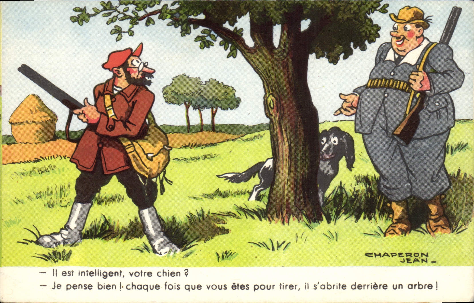 CPA Fantaisie Humour Chasse Chasseur Chien