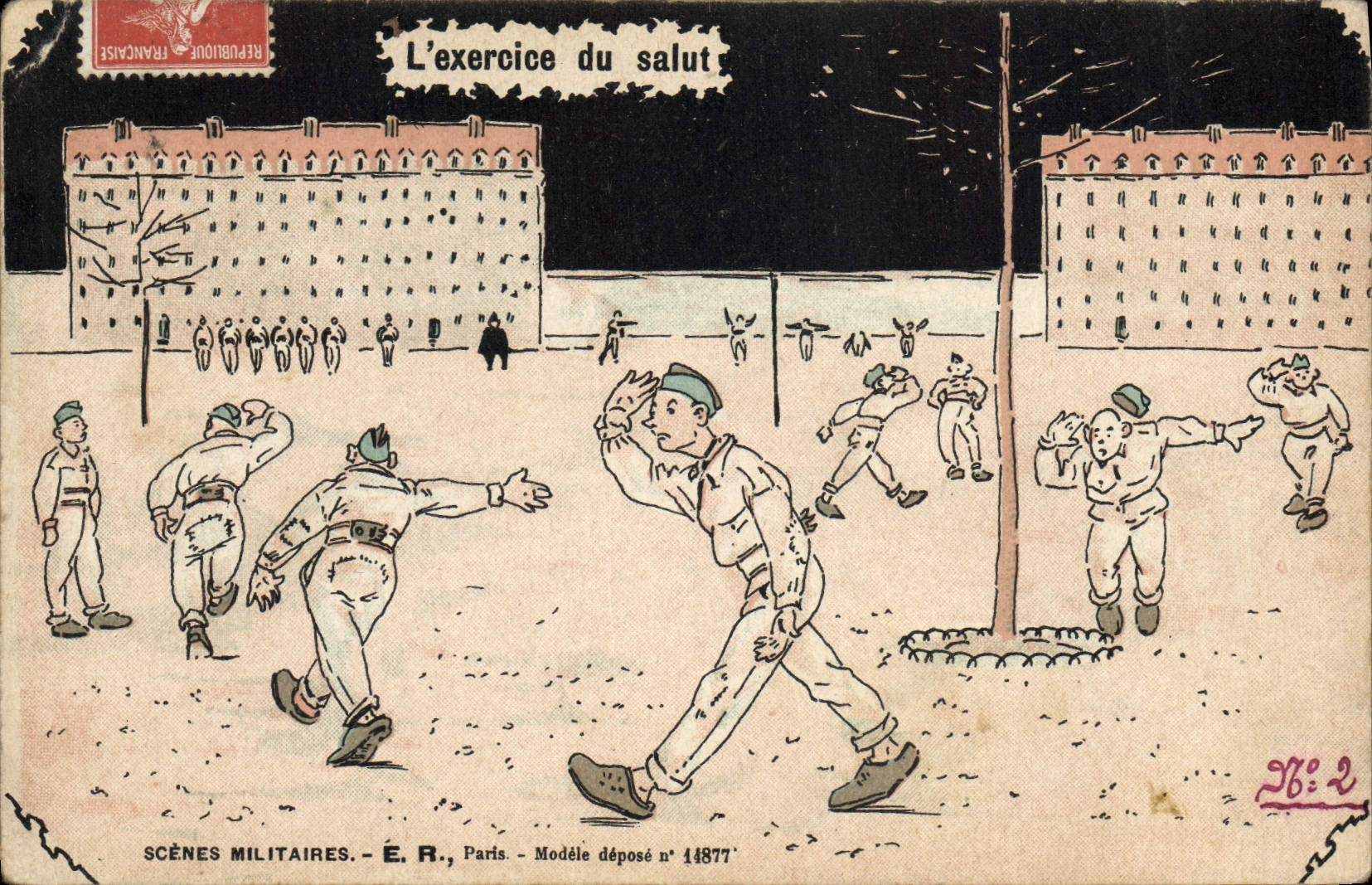 CPA Fantaisie Militaria L'exercice du salut