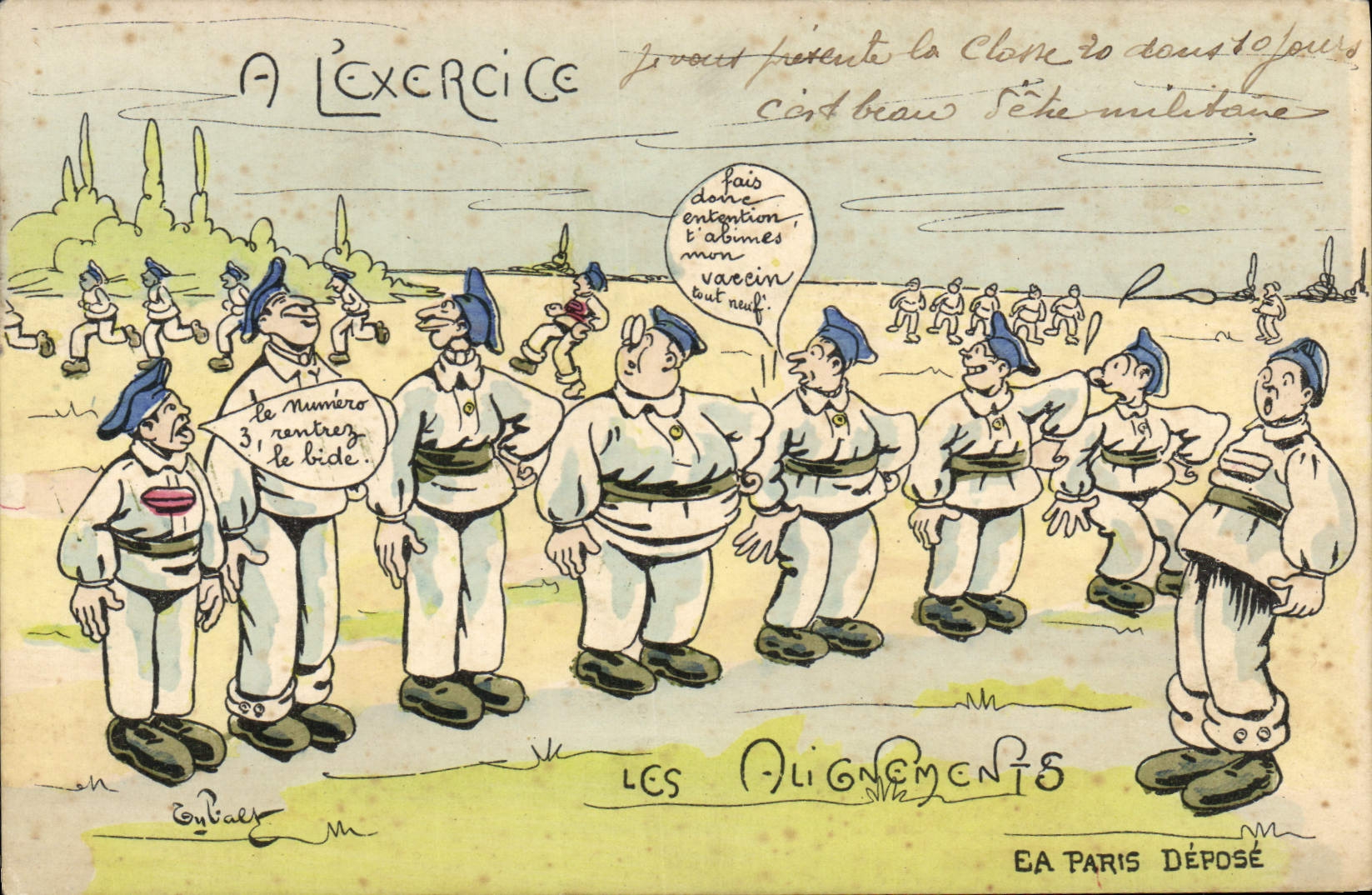 VINTAGE POSTCARD Militaria Fantasy With the exercise alignments