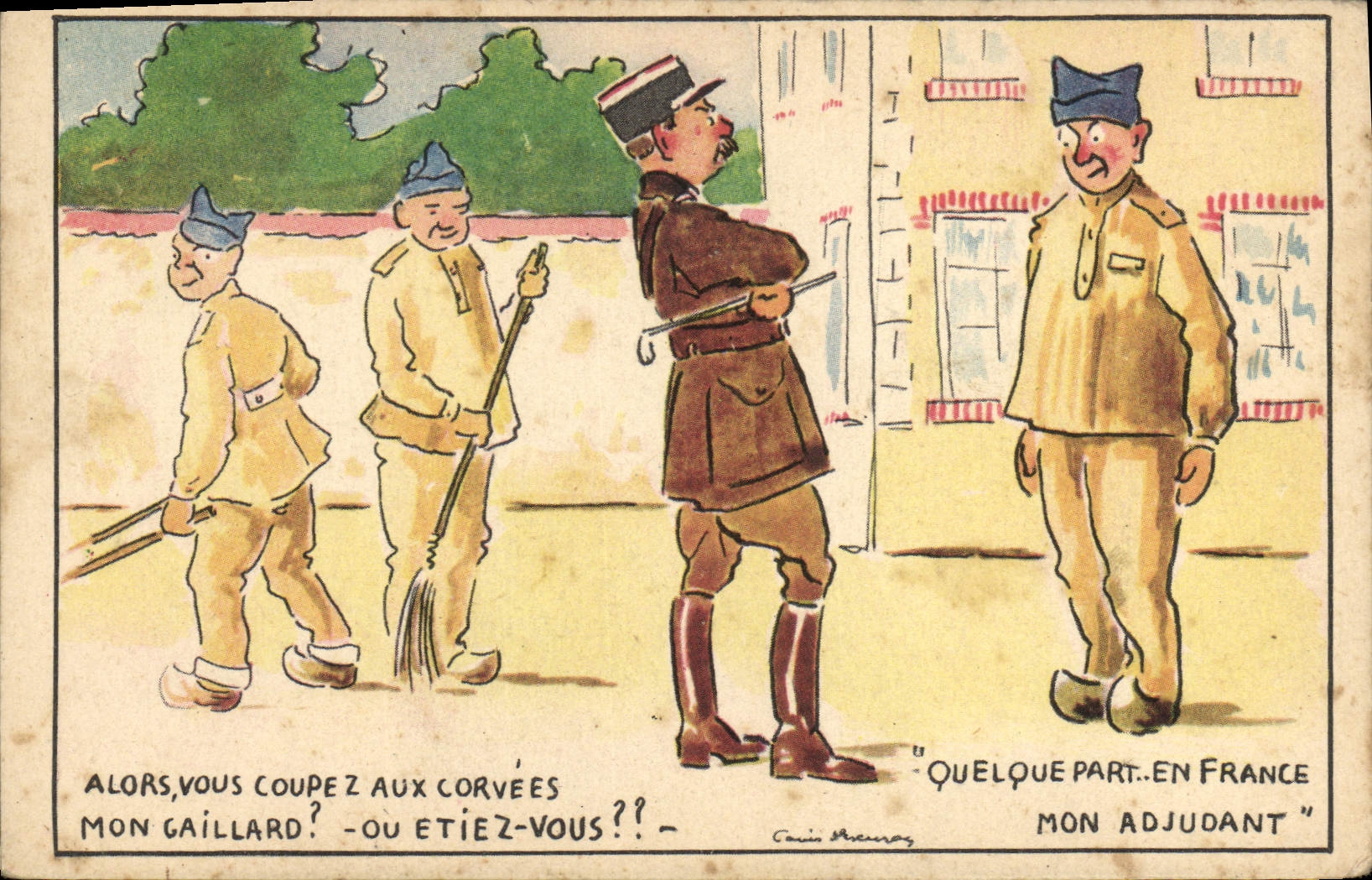CPA Fantaisie Militaria Corvees
