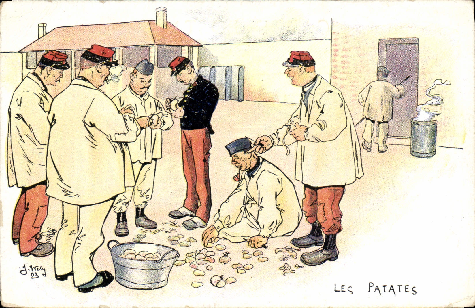 VINTAGE POSTCARD Militaria Fantasy potatos