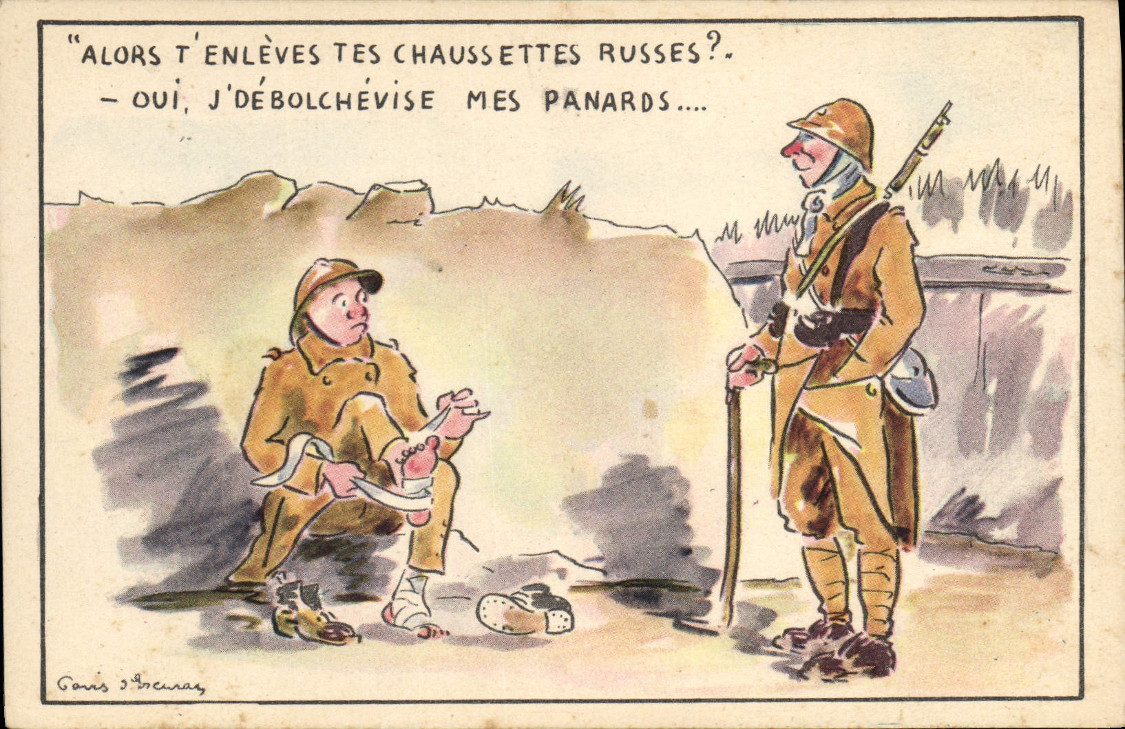 VINTAGE POSTCARD Fantasy Militaria Foot-clothes