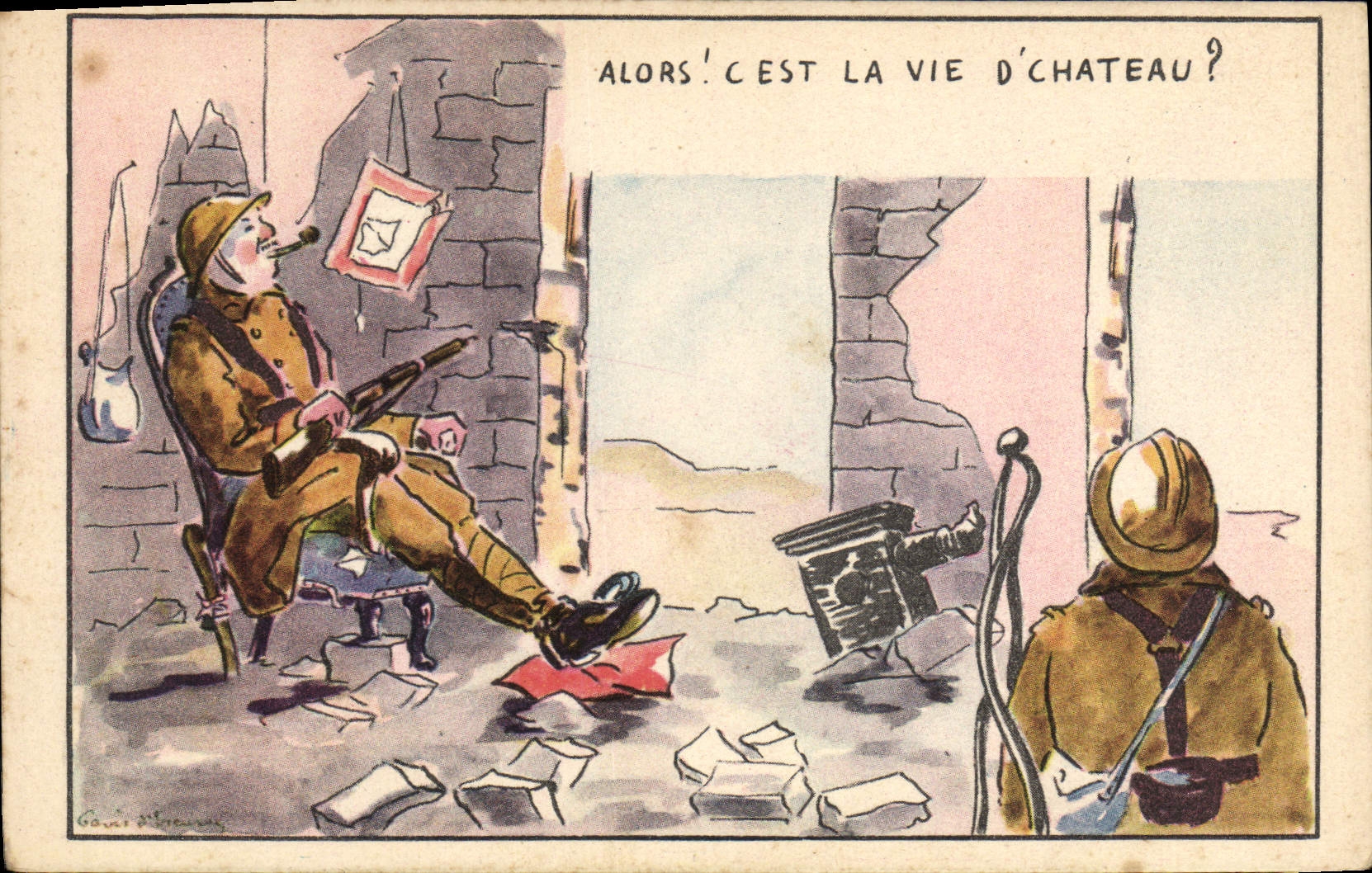CPA Fantaisie Militaria Chateau