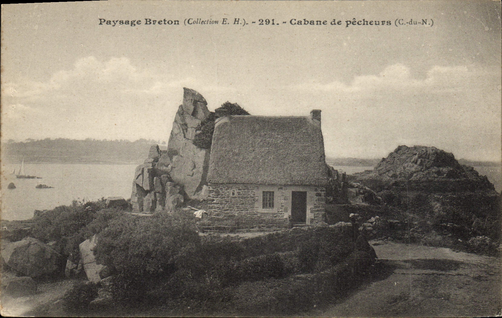 El paisaje bretón del folklore de la POSTAL de la VENDIMIA bisela a pecadores