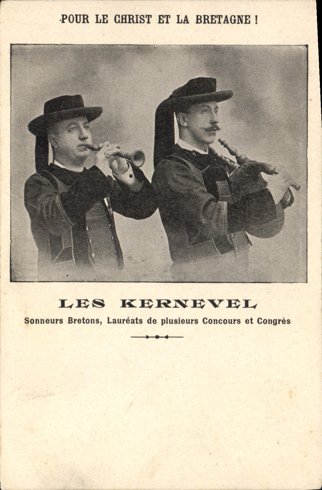 Folklore de la POSTAL de la VENDIMIA para ganador de premios bretón de los campaneros de Cristo y de Bretaña Kernevel Bell de la competencia