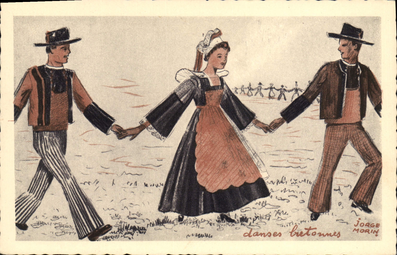 El bretón del folklore de la POSTAL de la VENDIMIA baila a Jorge Morin Quimperle