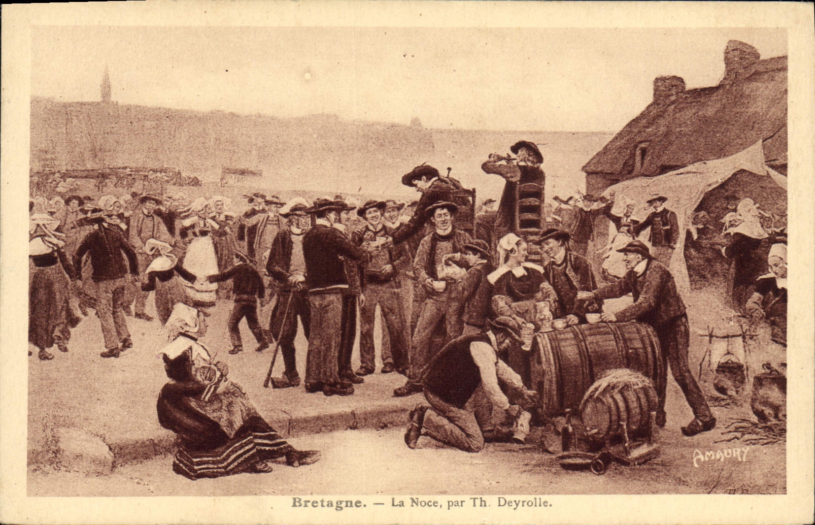 CPA Folklore Bretagne La noce Mariage 