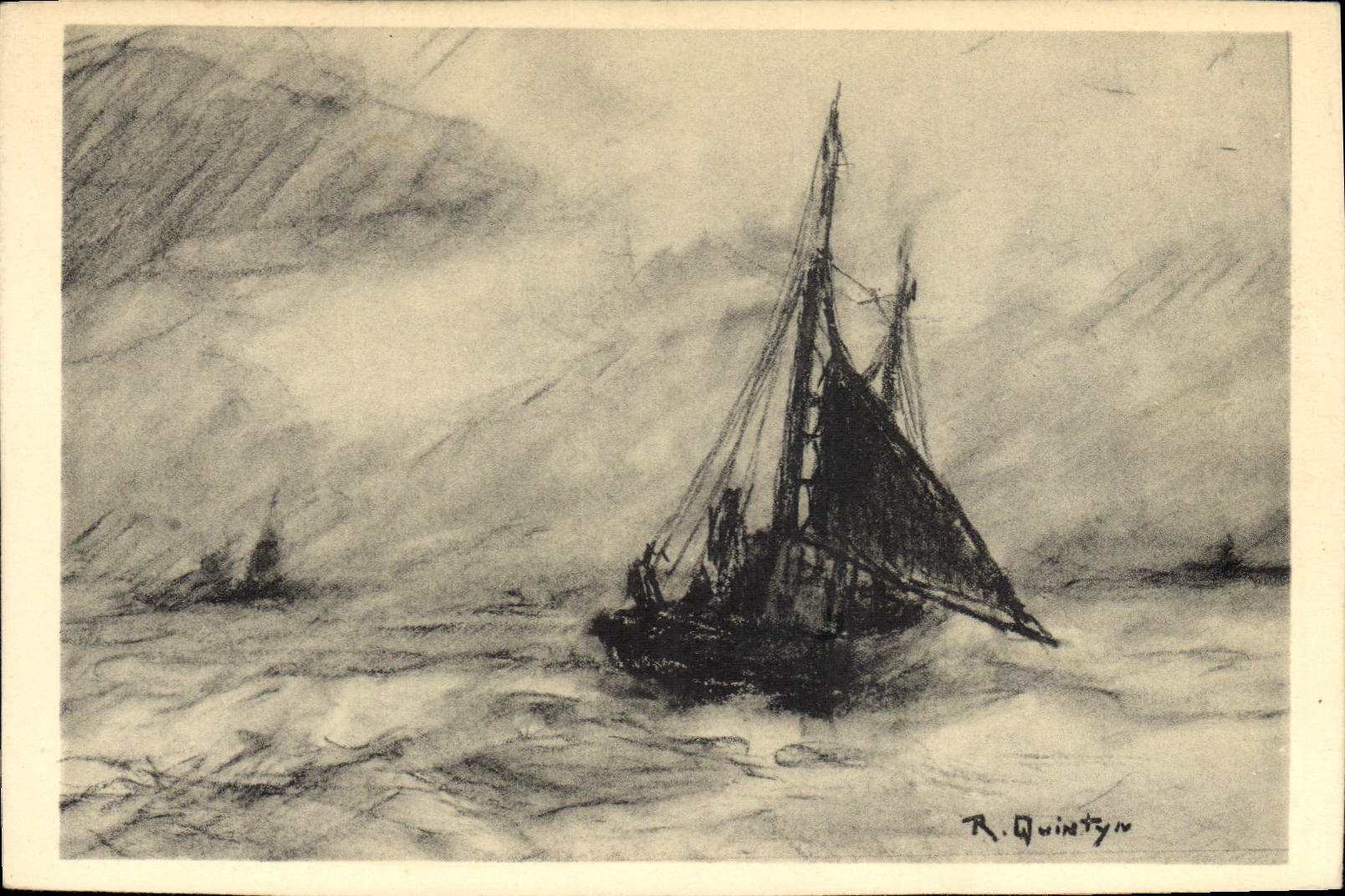 VINTAGE POSTCARD Boat In broad Quintyn