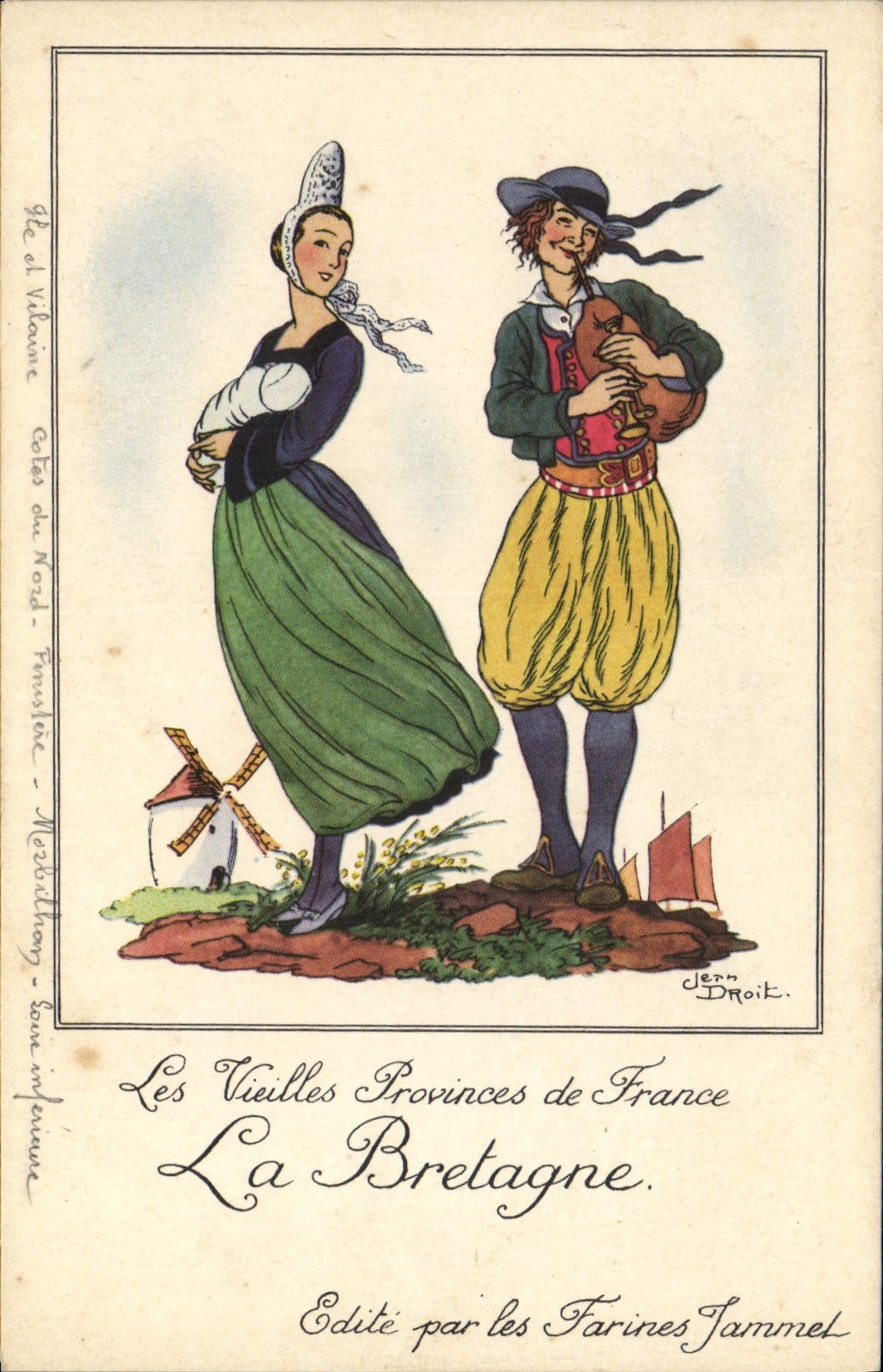 CPA Folklore Bretagne Farines Jammet 