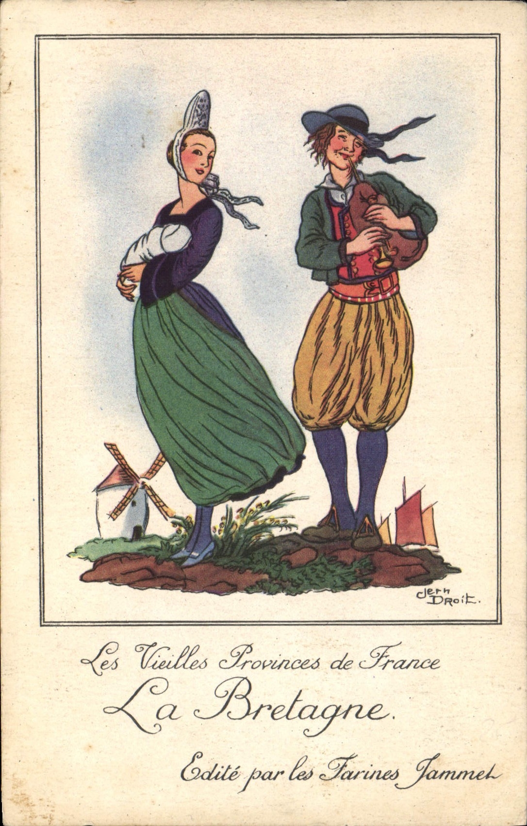 CPA Folklore Farines Jammet Bretagne 