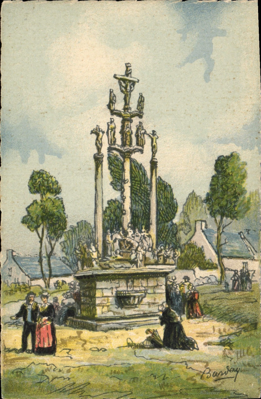 CPA Folklore Calvaire de Saint Thegonnec 