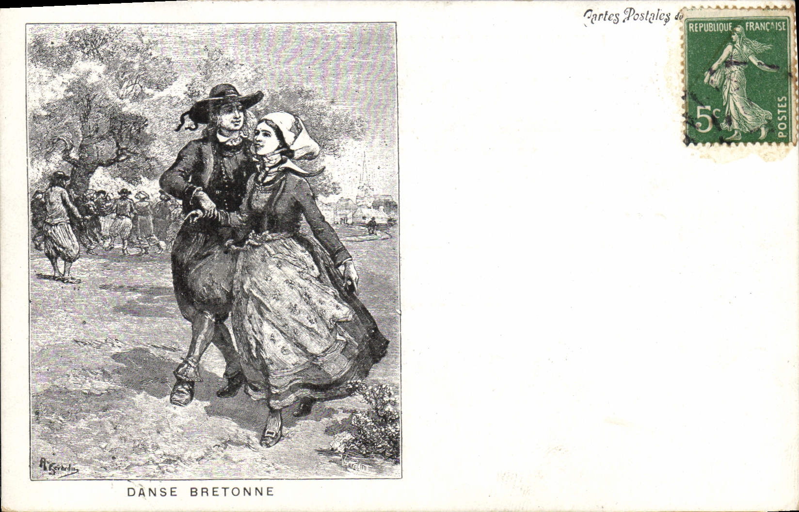 CPA Folklore Danse bretonne 