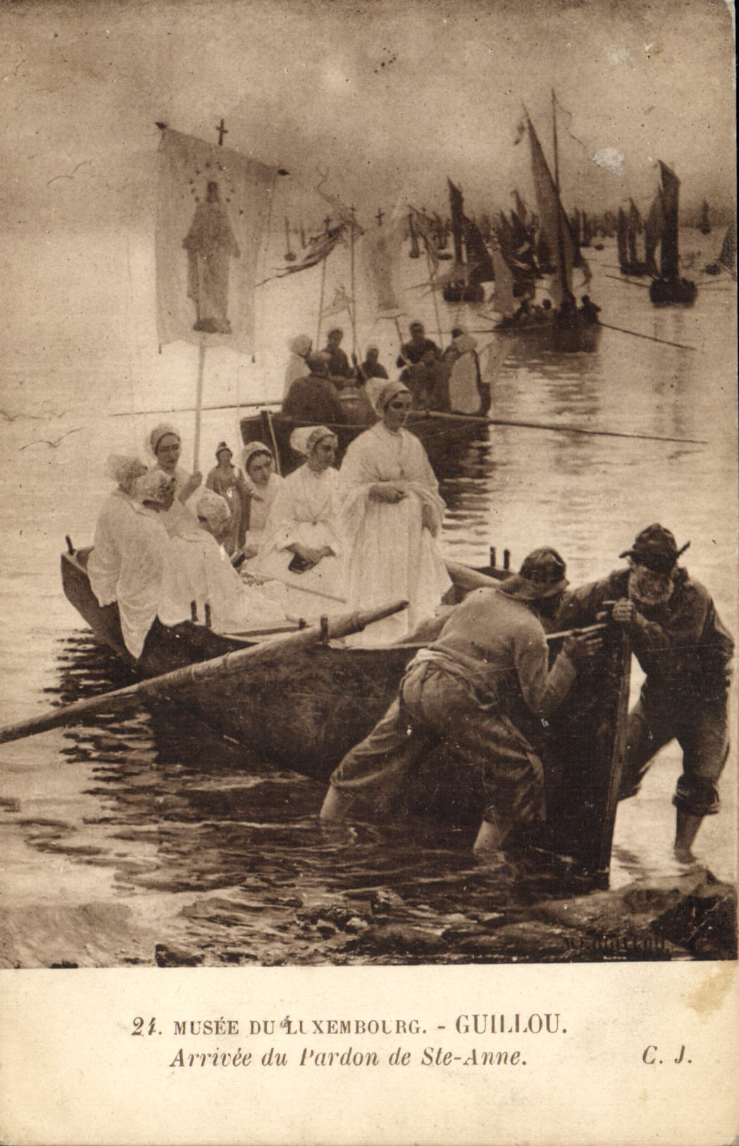 VINTAGE POSTCARD Museum of Luxembourg Guillou Arrived of the forgiveness of co. Anne