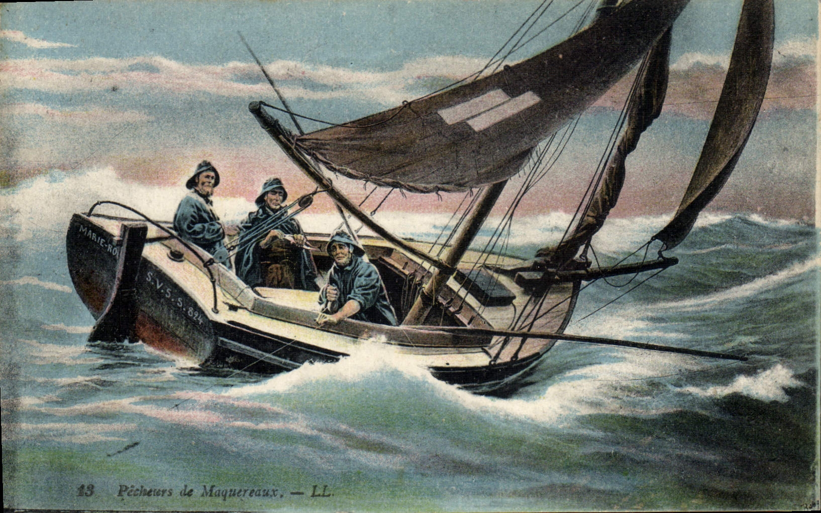 Pecadores del folklore de la POSTAL de la VENDIMIA de caballas