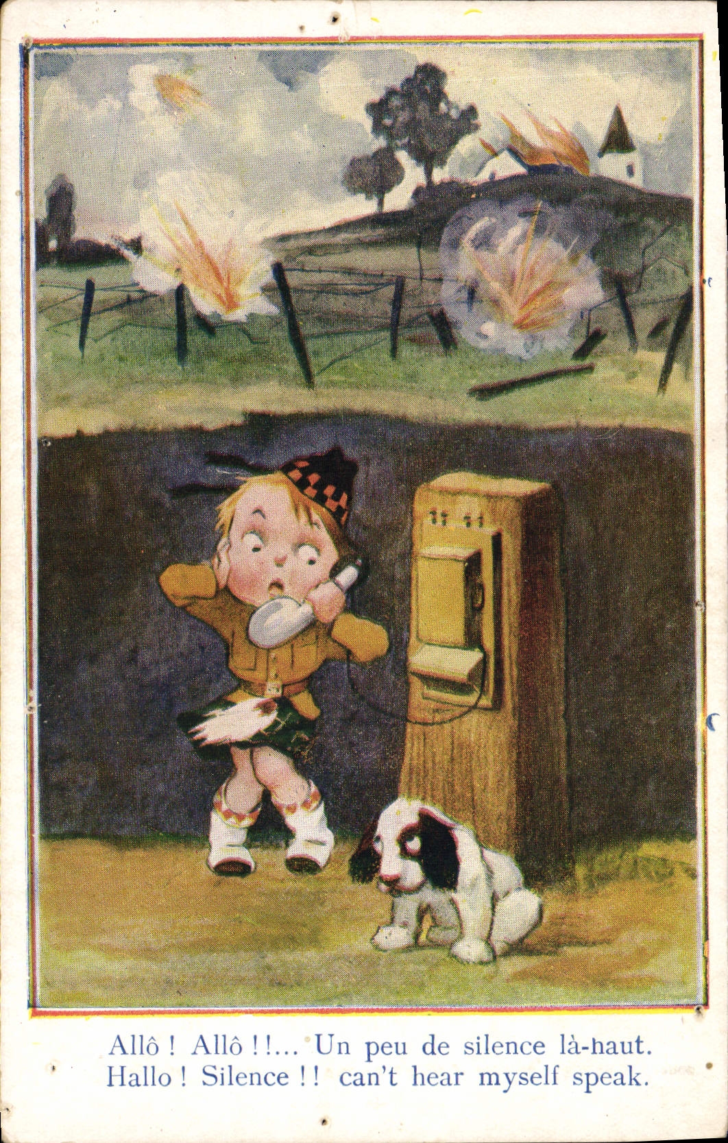 CPA Fantaisie Telephone Chien Ecossais