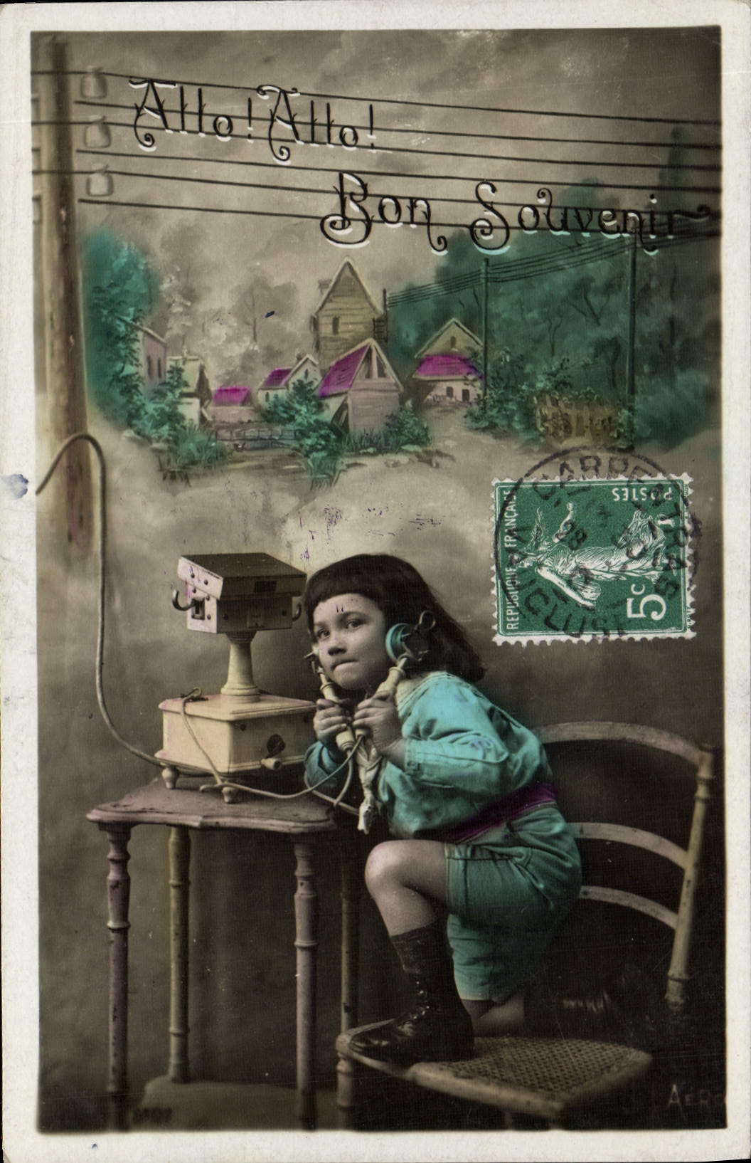 CPA Fantaisie Telephone Enfant