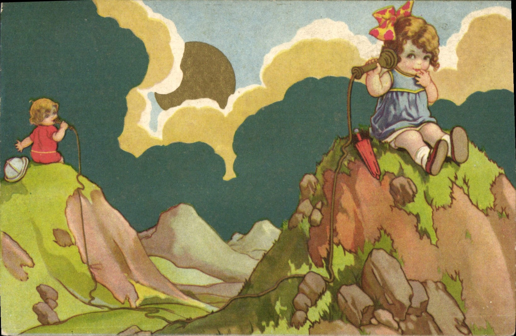 CPA Fantaisie Telephone Enfant