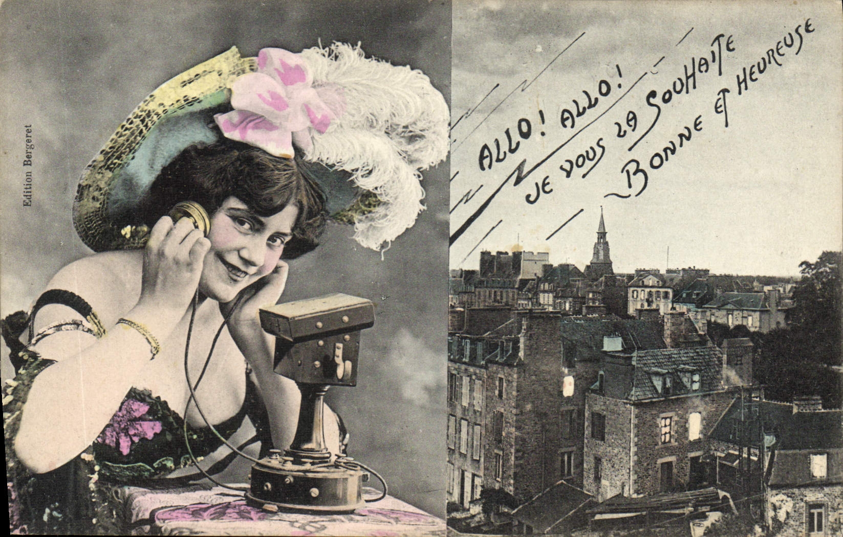 CPA Fantaisie Telephone Femme