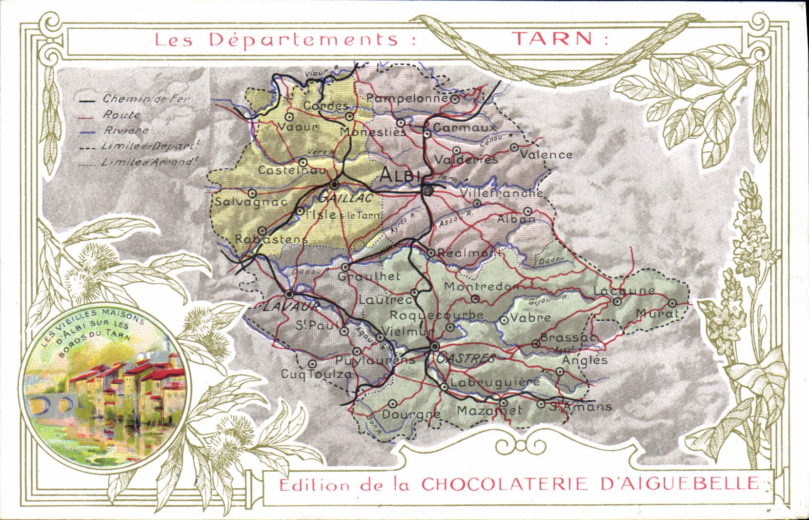 CPA Carte geographique Chocolaterie d'Aiguebelle Tarn