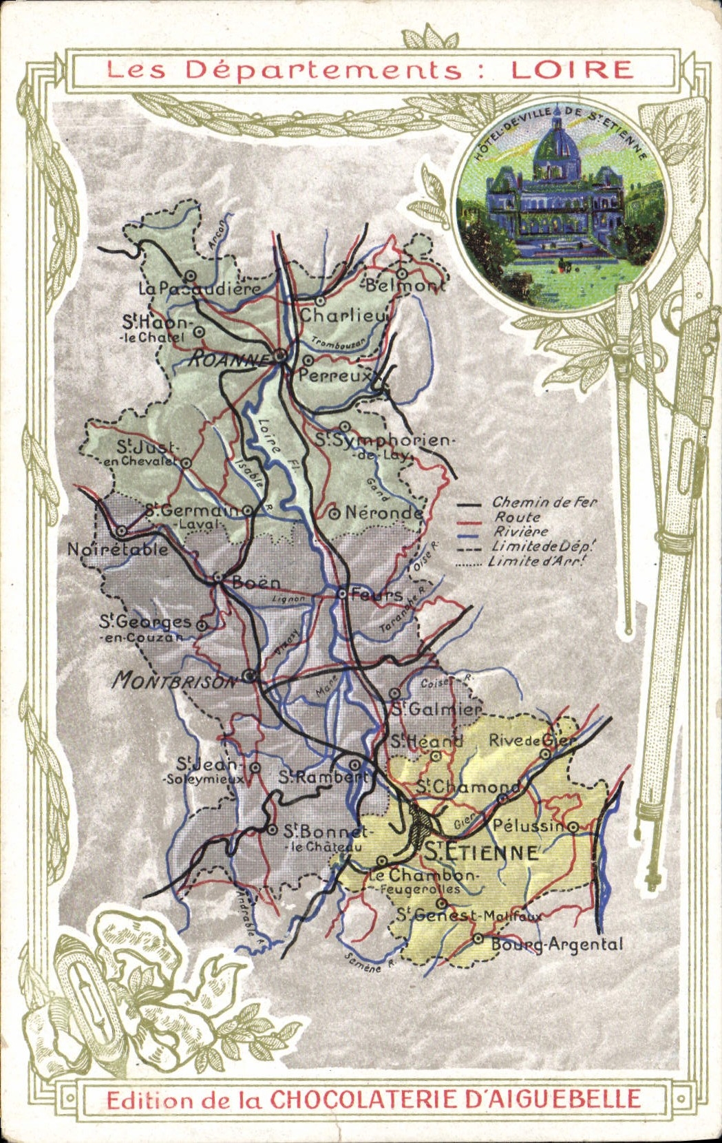 CPA Carte geographique Chocolaterie d'Aiguebelle Loire