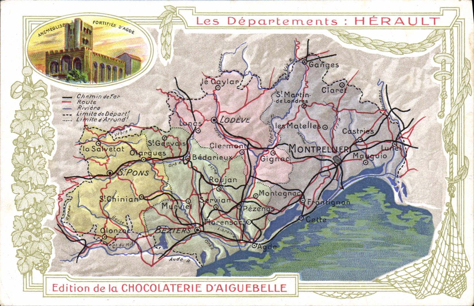 CPA Carte geographique Chocolaterie d'Aiguebelle Herault