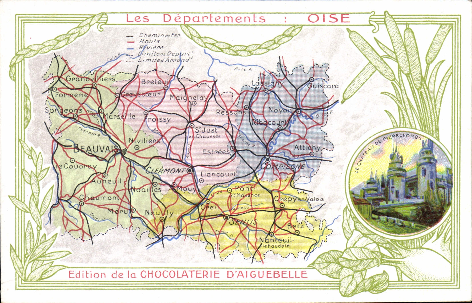 CPA Carte geographique Chocolaterie d'Aiguebelle Oise Pierrefonds