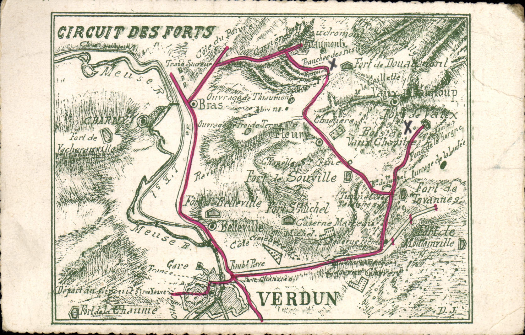 CPA Carte geographique Circuit des forts de Verdun Millitaria