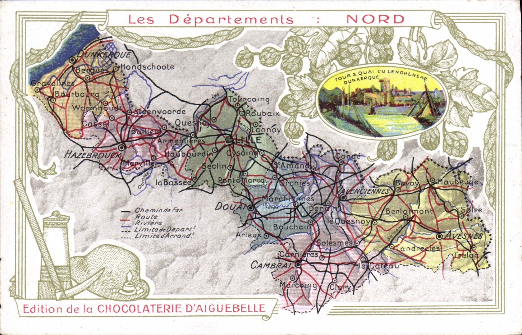 CPA Carte geographique Chocolaterie d'Aiguebelle Nord Dunkerque