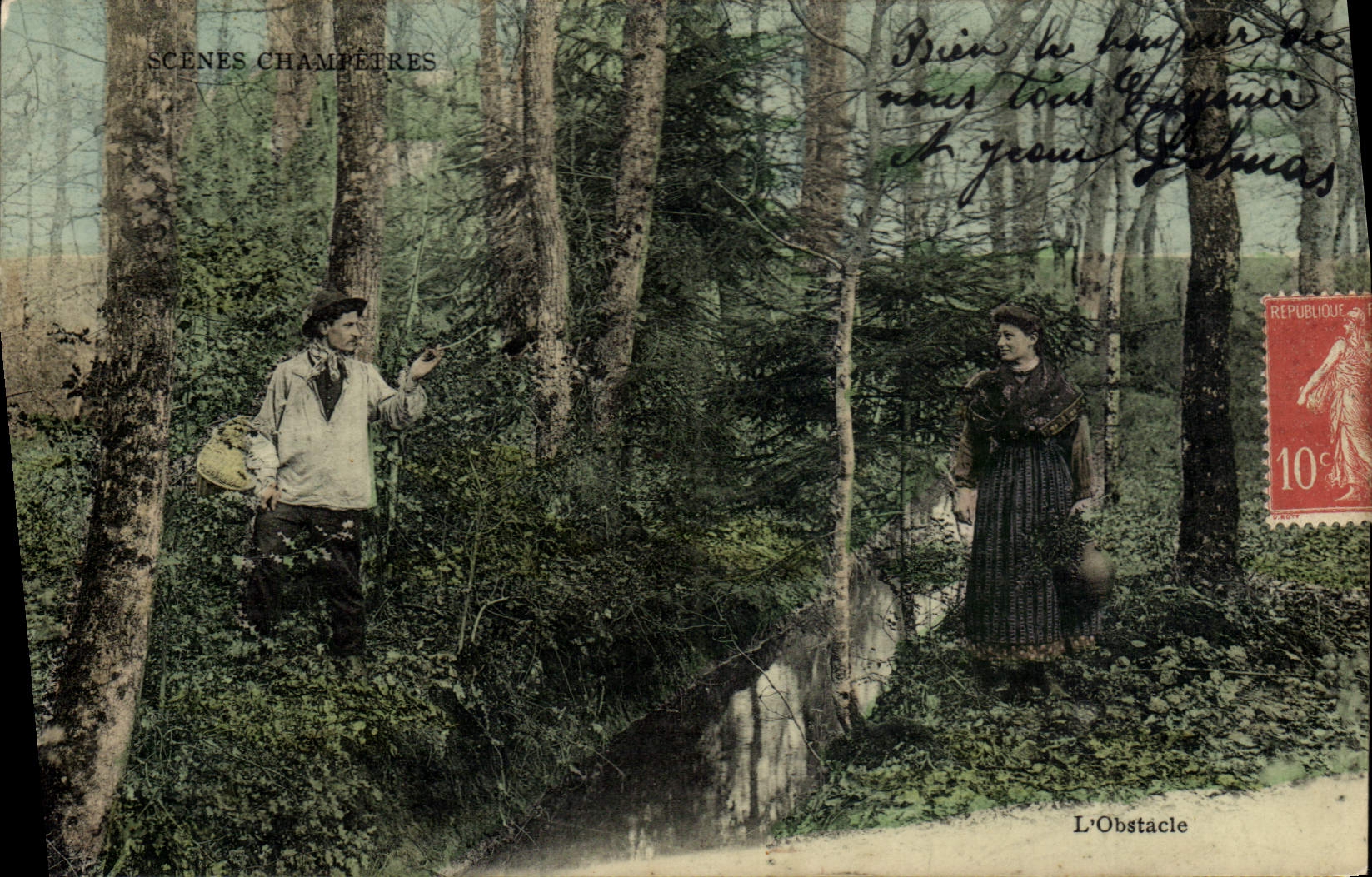 CPA Folklore L'obstacle 