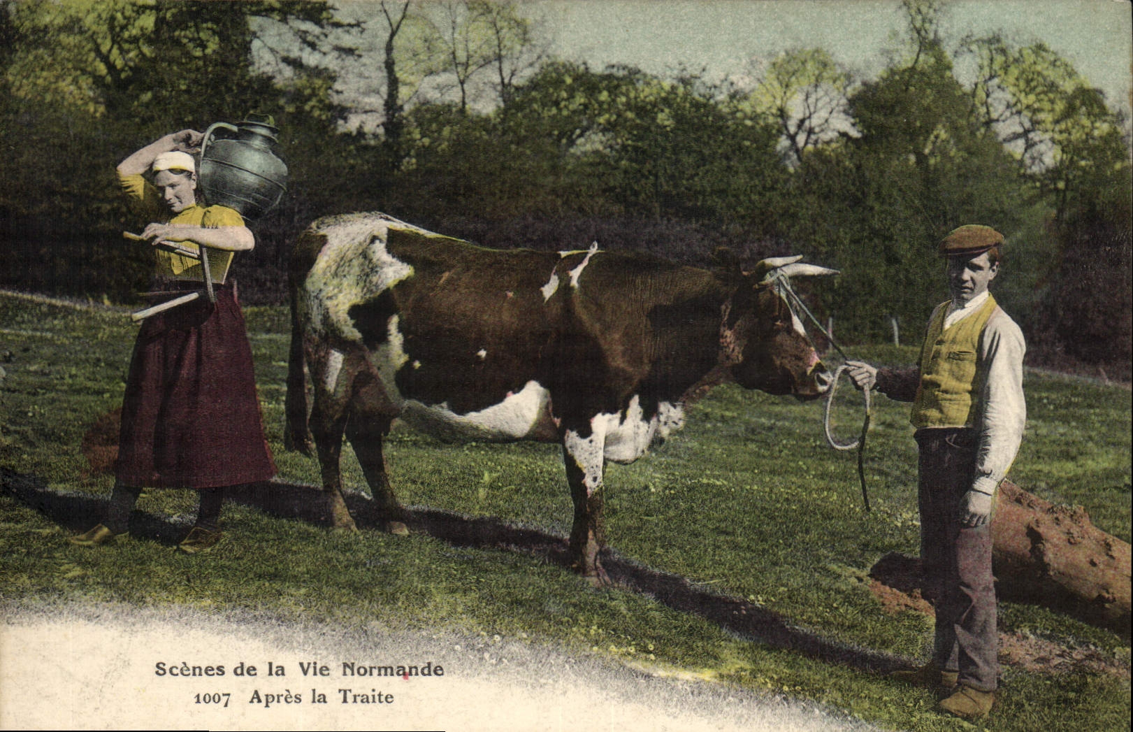 CPA Folklore Scenes de la vie Normande Apres la traite Vache 