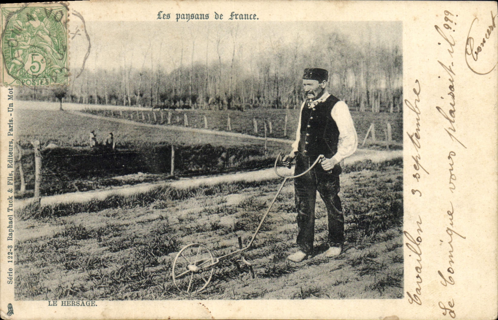 VINTAGE POSTCARD Peasant Folklore harrowing