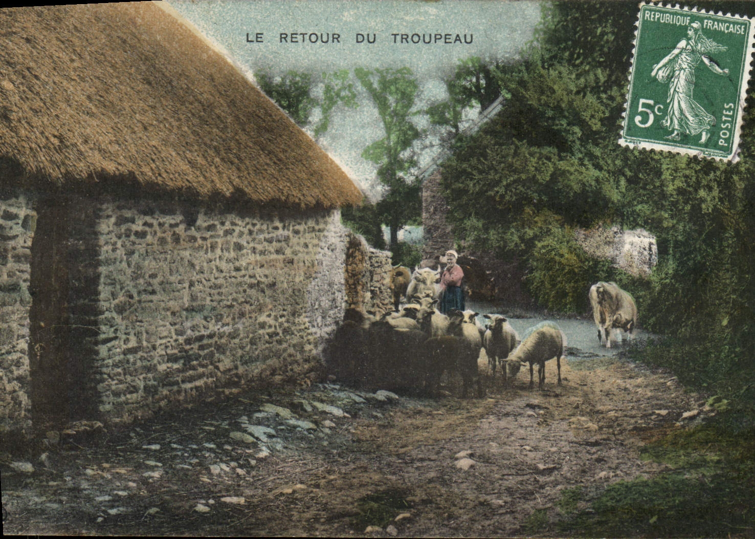 CPA Folklore Le retour du troupeau Moutons 