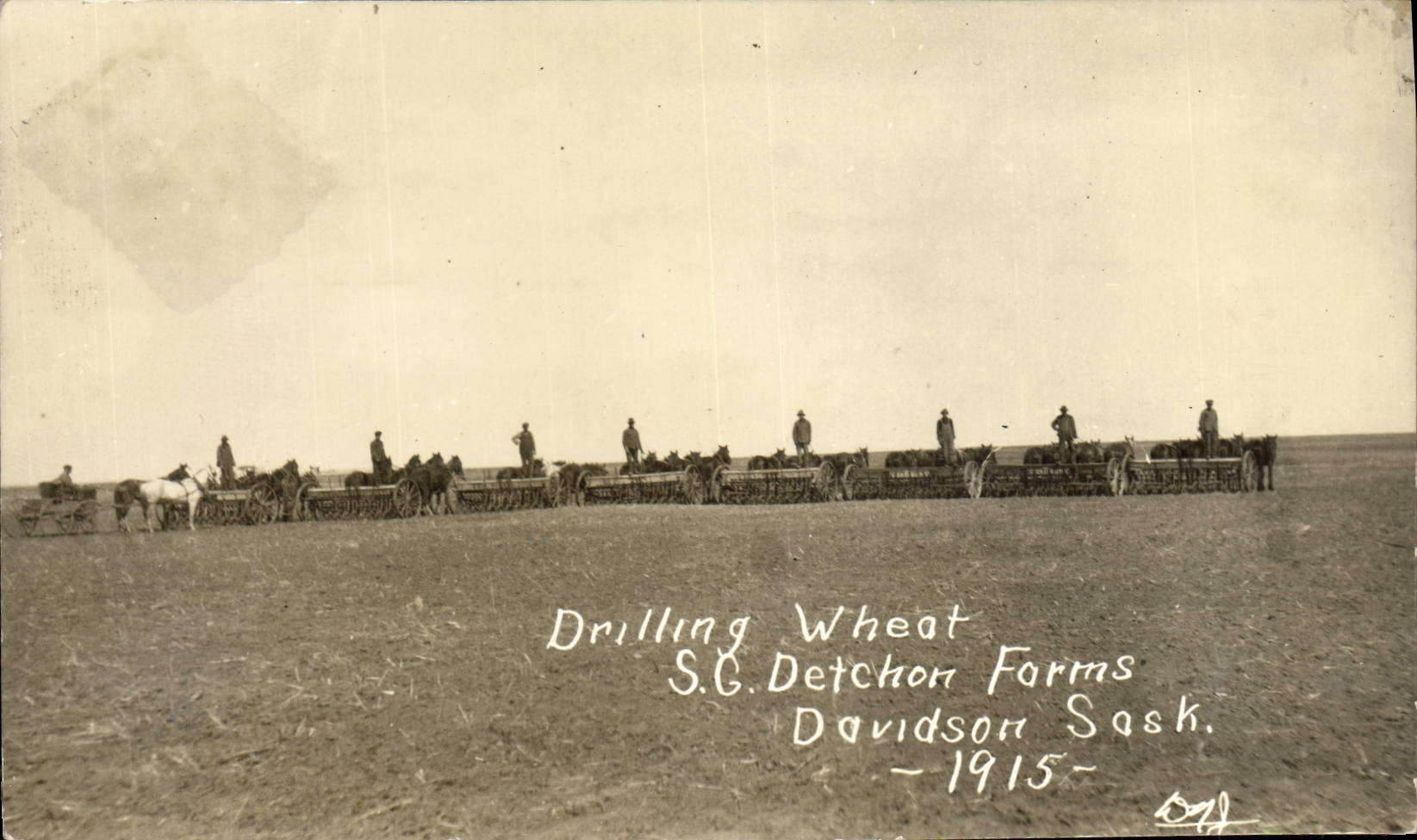 VINTAGE POSTCARD Drilling Wheat SG Detchon Farms Davidson Sask 1915 TOP
