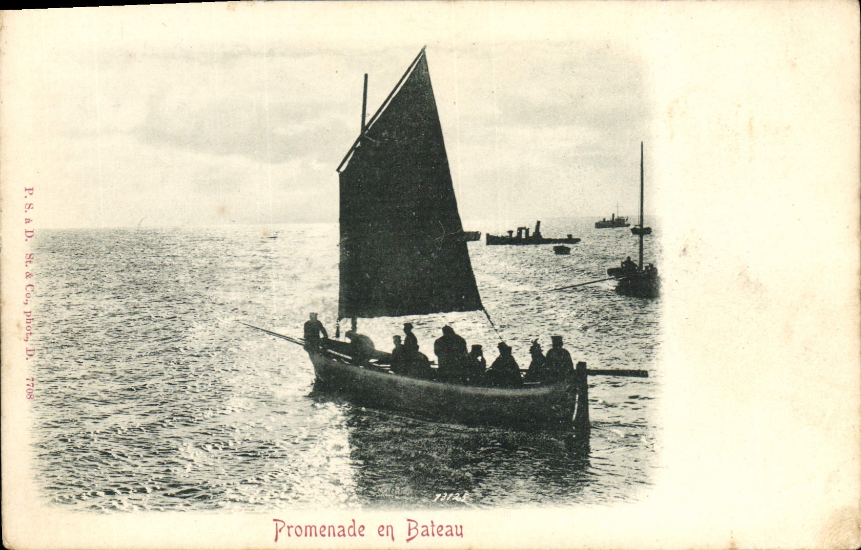 VINTAGE POSTCARD Boat Walk in boat