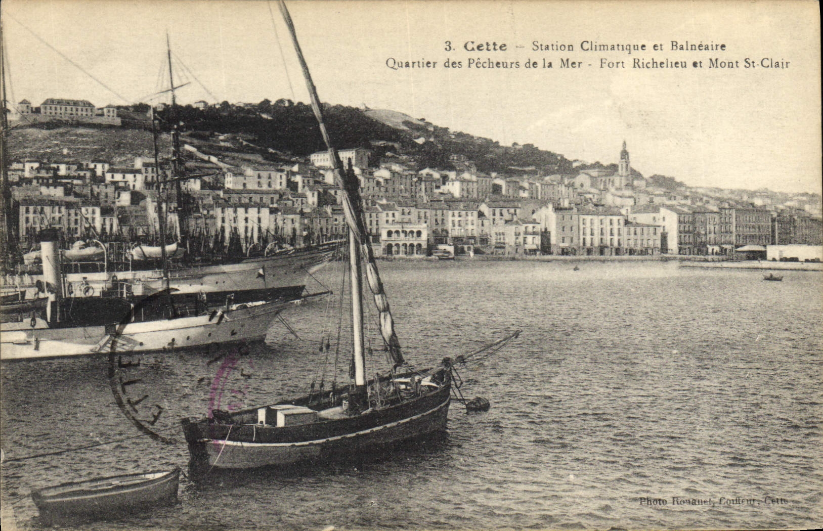 Barco de la POSTAL de la VENDIMIA este centro turístico de salud y districto balneal de los pecadores del mar St claro fuerte de Richelieu y de Mont