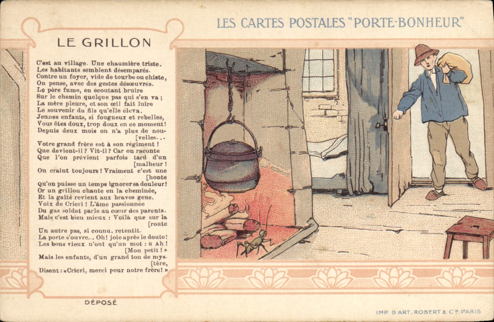 CPA Fantaisie Porte bonheur Le grillon 