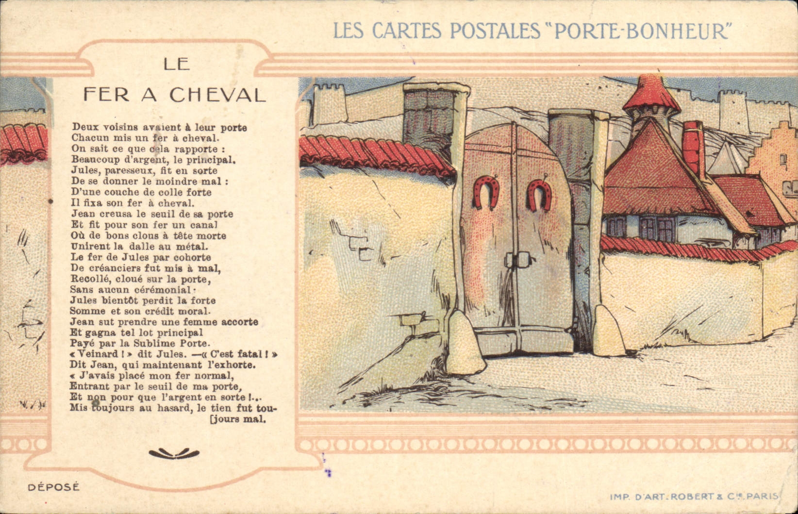 CPA Fantaisie Porte bonheur Le Fer a cheval