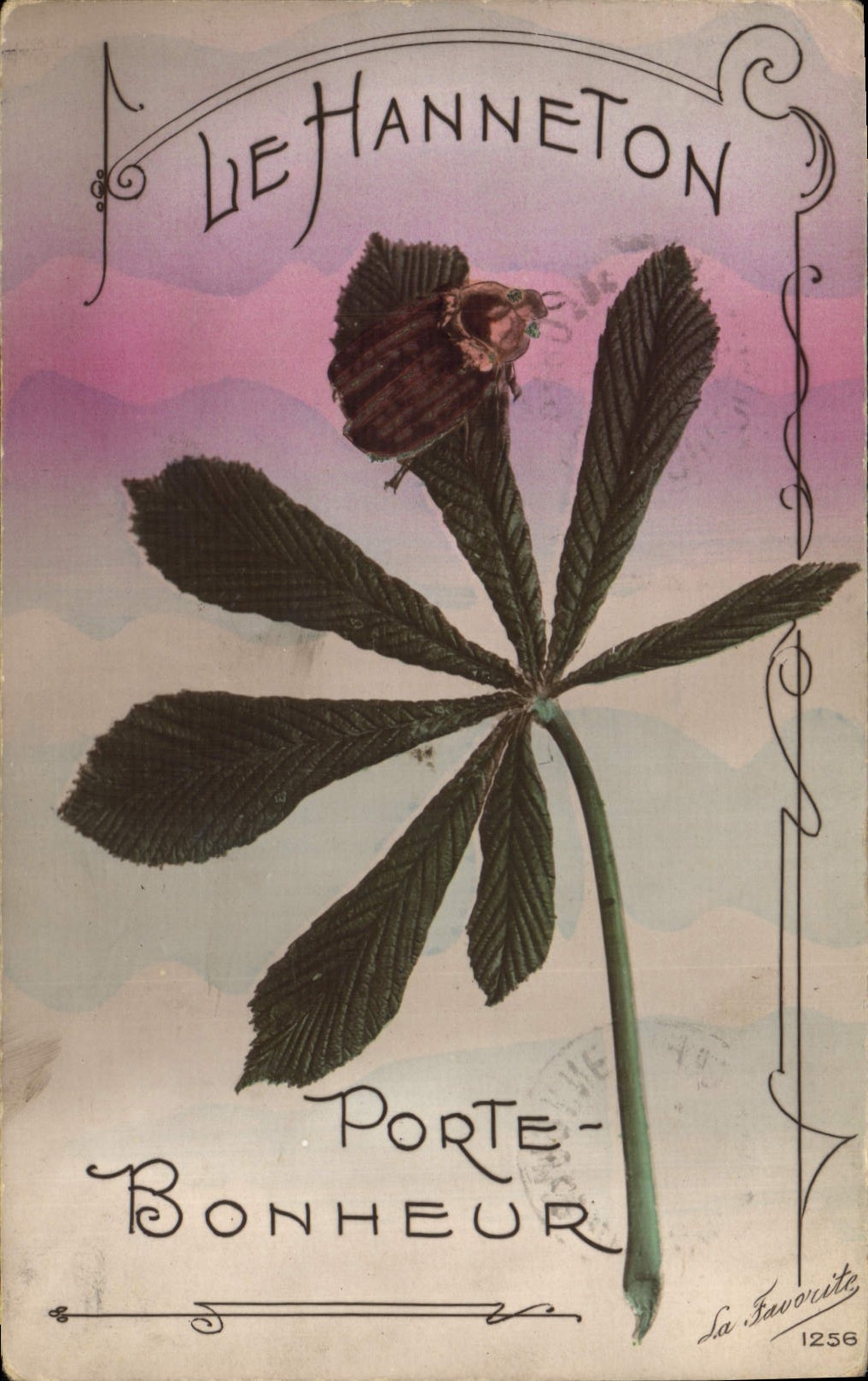 VINTAGE POSTCARD Fantaisie the Cockchafer Carries Insecte happiness