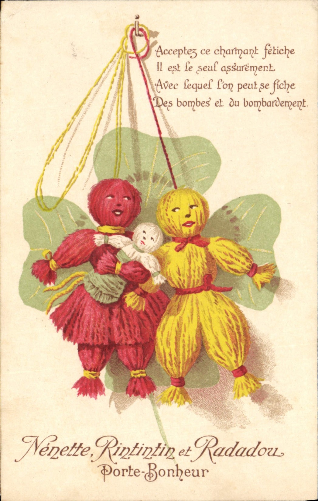 CPA Fantaisie Nenette Rintintin et Radadou Porte bonheur