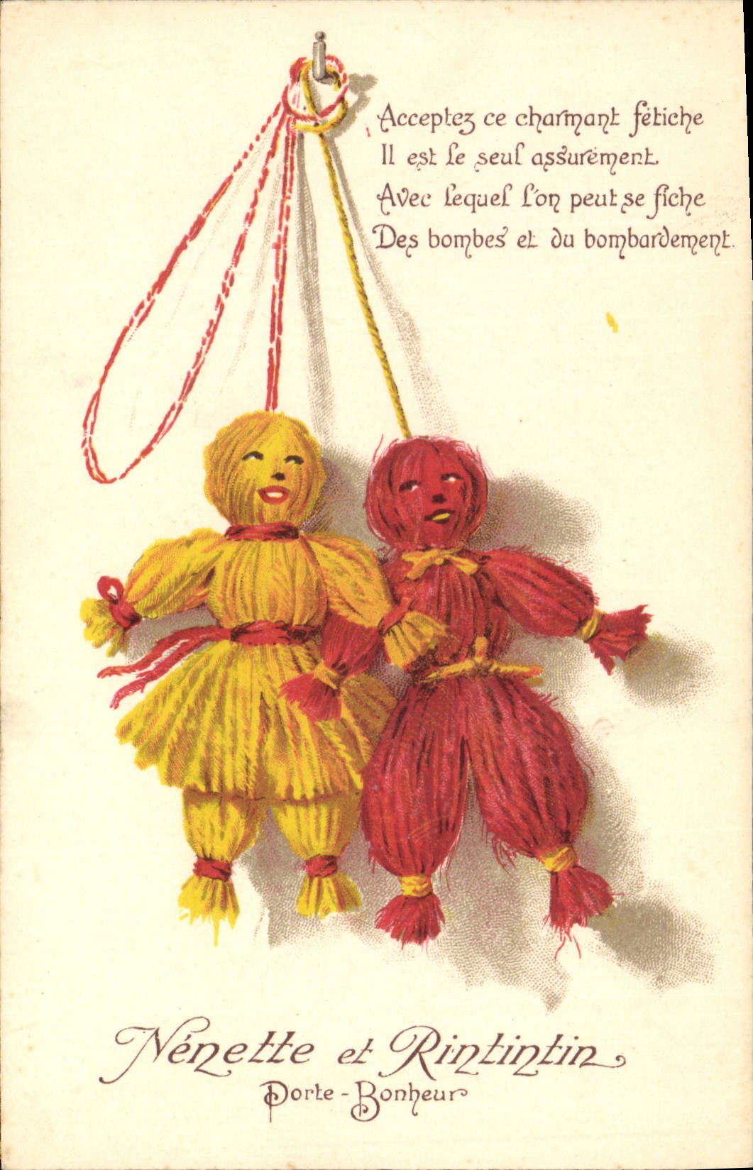 CPA Fantaisie Nenette Rintintin et Radadou Porte bonheur