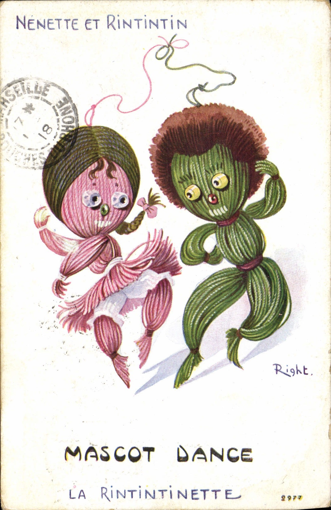 CPA Fantaisie Porte bonheur Nenette et Rintintin Mascot Dance La Rintintinette