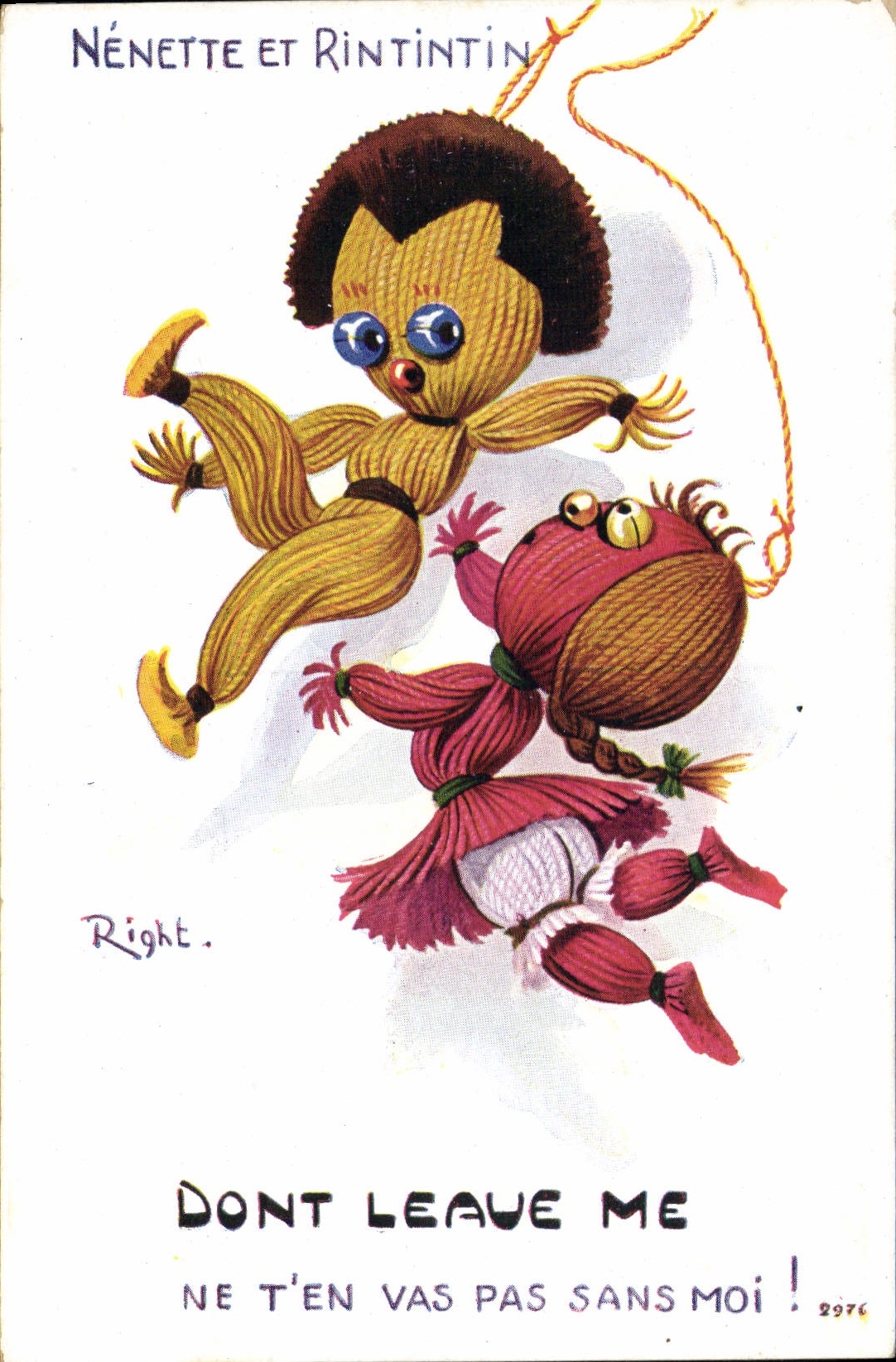 CPA Fantaisie Porte bonheur Nenette et Rintintin Dont leave me 