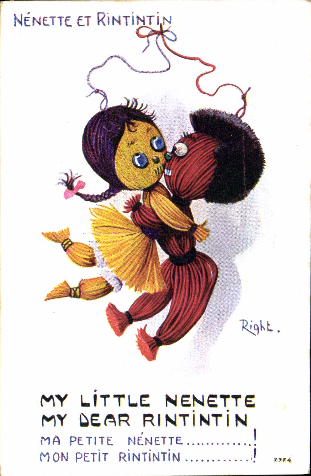 CPA Fantaisie Porte bonheur Nenette et Rintintin My little Nenette My dear Rintintin 