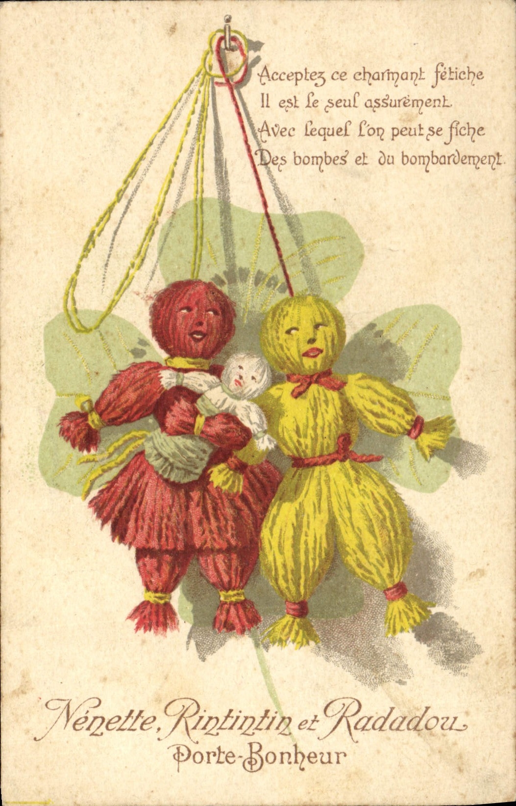 CPA Fantaisie Nenette Rintintin et Radadou Porte bonheur