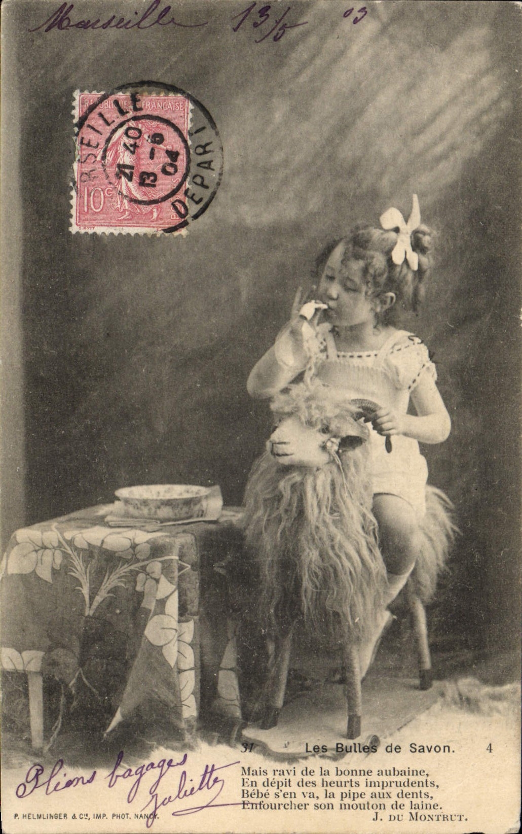 CPA Chevre Enfant Les bulles de savon