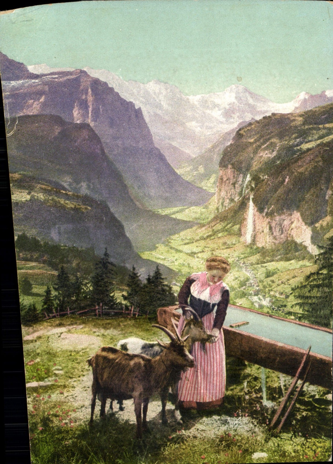 CPA Chevre Femme