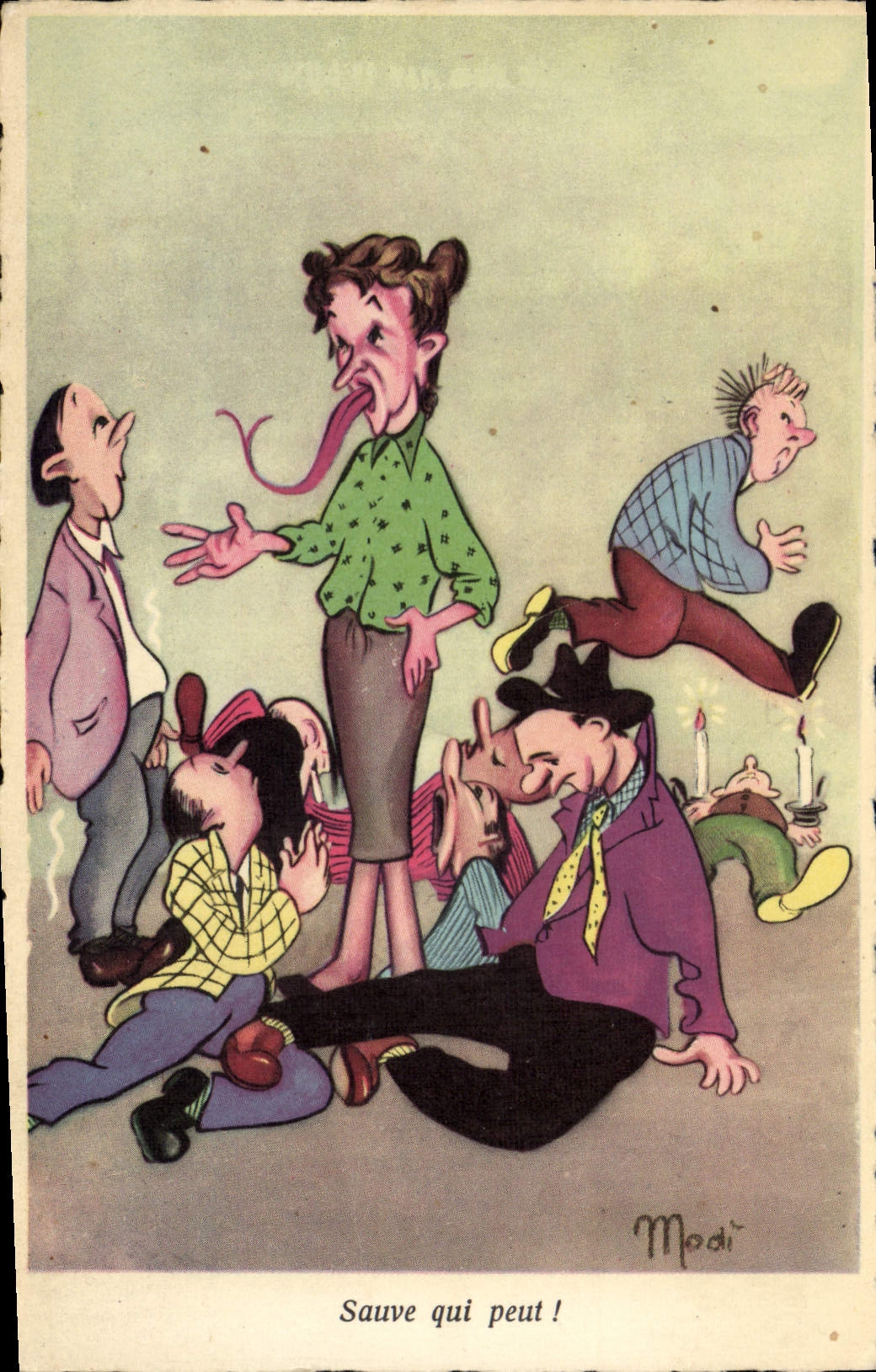 El humor de la POSTAL de la VENDIMIA ahorra que puede Langue